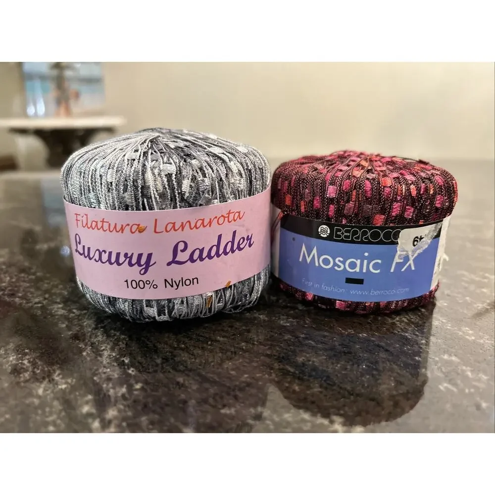 Lot of 2 - Filatura Lanarota & BERROCO Luxury Ladder Trellis Yarn Silvery Pink